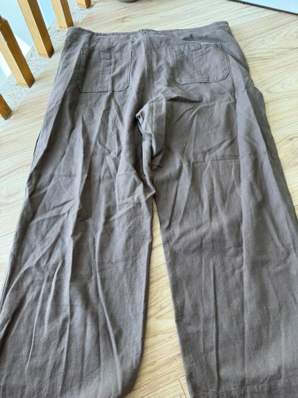 Calvin Klein Jeans Brown Linen Blend Wide Leg Pants Size 16 - Picture 6 of 6